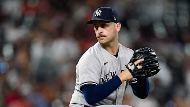 New York Yankees RP Lucas Luetge throws pitch